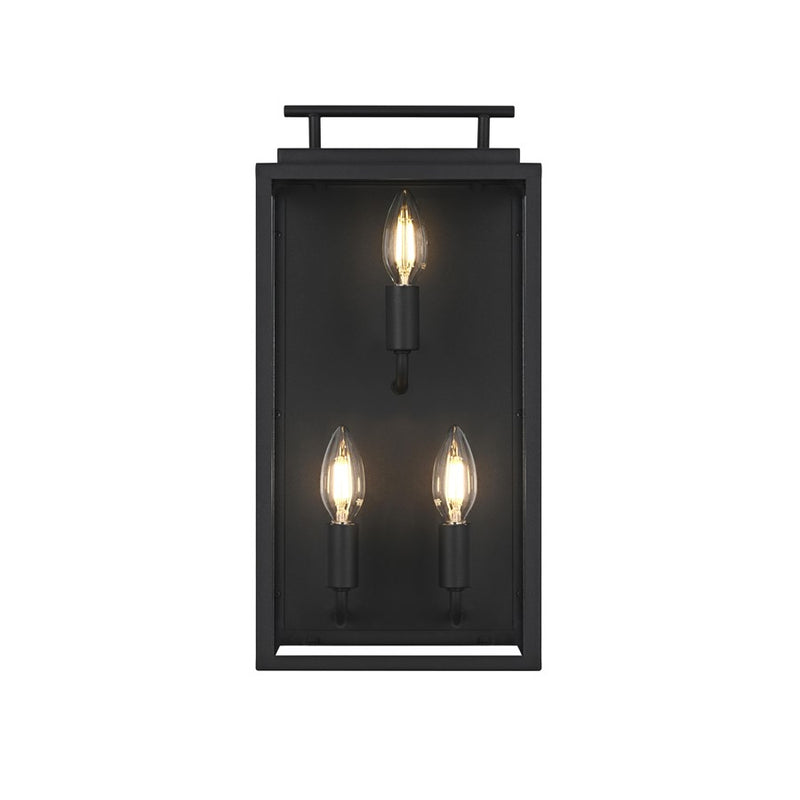 Elegant Lighting Valentin 3 Light 8" Outdoor Wall sconce, Black - OD418W17BK