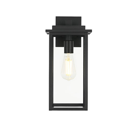Elegant Lighting Kaysen 1Lt Outdoor Wall Sconce, Black/Clear - OD50126W15BK