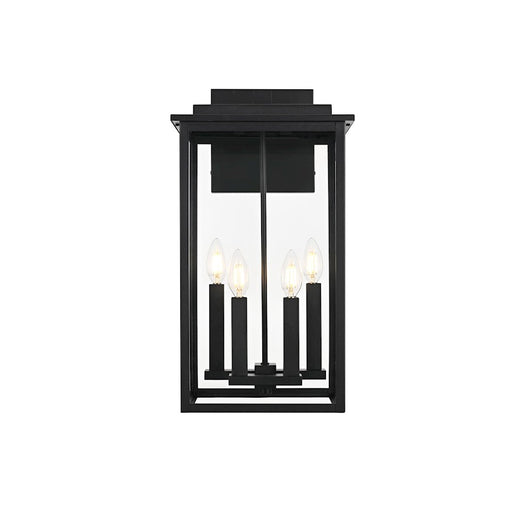 Elegant Lighting Kaysen 4Lt 11" Outdoor Wall Sconce, Black/Clear - OD501W21BK