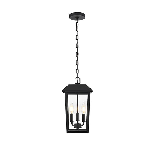 Elegant Lighting Riggs 3 Light 8 X 15" Outdoor Pendant, Black/Clear - OD502H15BK