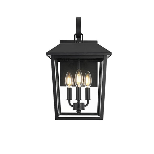 Elegant Lighting Riggs 3 Light 10" Outdoor Wall Sconce, Black/Clear - OD502W17BK