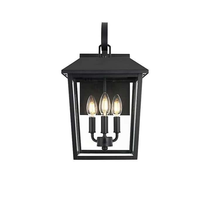 Elegant Lighting Riggs 3 Light 10" Outdoor Wall Sconce, Black/Clear - OD502W17BK