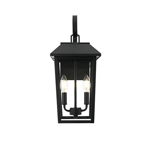 Elegant Lighting Riggs 2 Light 8" Outdoor Wall Sconce, Black/Clear - OD502W18BK