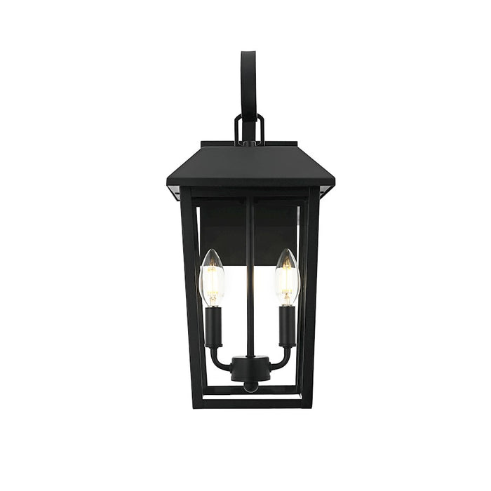 Elegant Lighting Riggs 2 Light 8" Outdoor Wall Sconce, Black/Clear - OD502W18BK