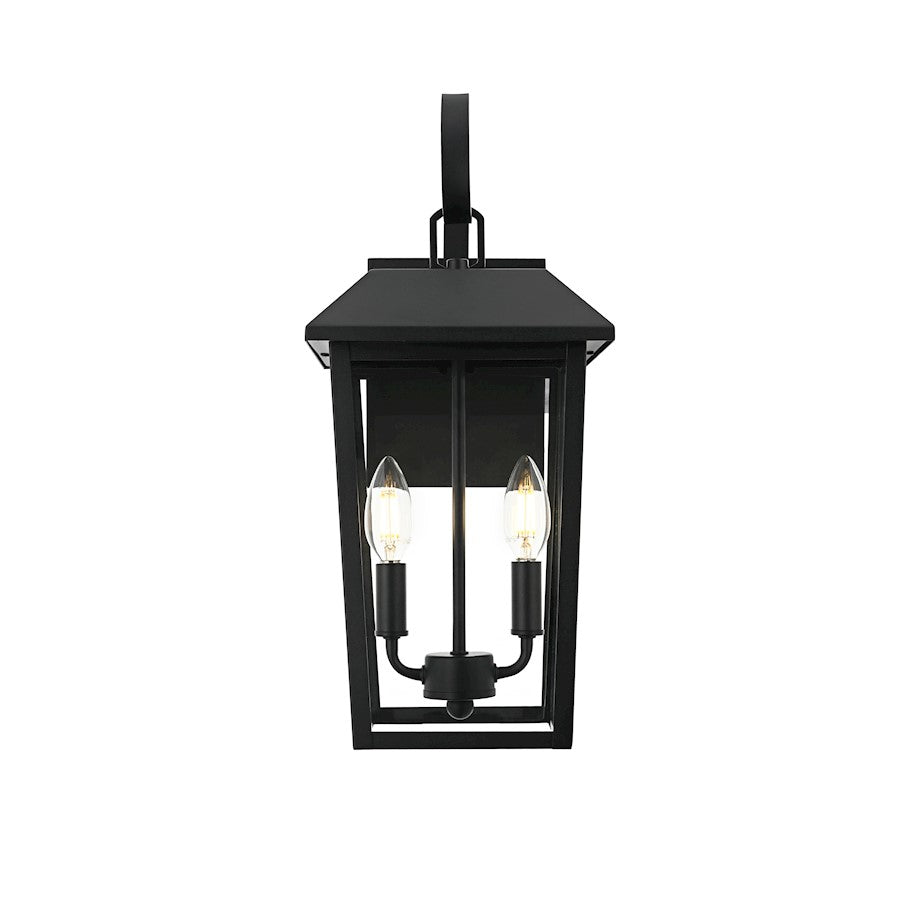 Elegant Lighting Riggs 2 Light 8" Outdoor Wall Sconce, Black/Clear - OD502W18BK