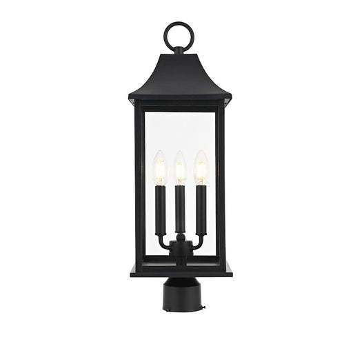 Elegant Lighting Shepard 3Lt 8 X 23.5" Outdoor Post Light, Black/- OD503P24BK