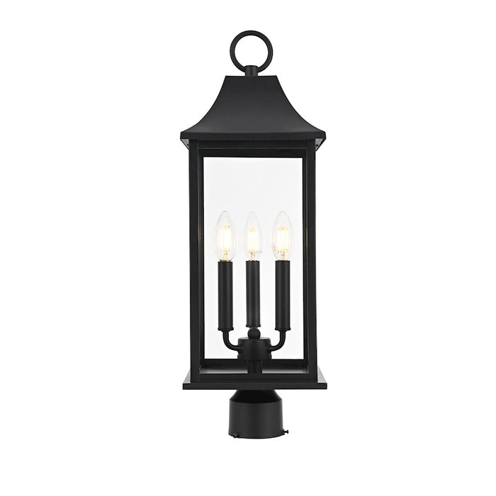 Elegant Lighting Shepard 3Lt 8 X 23.5" Outdoor Post Light, Black/- OD503P24BK