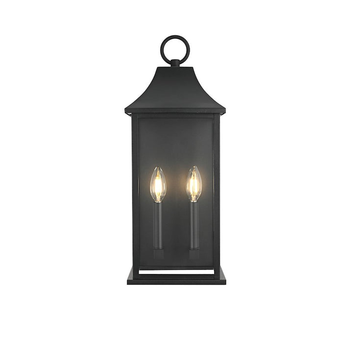 Elegant Lighting Shepard 2Lt 8" Outdoor Wall Sconce, Black/Clear - OD503W21BK