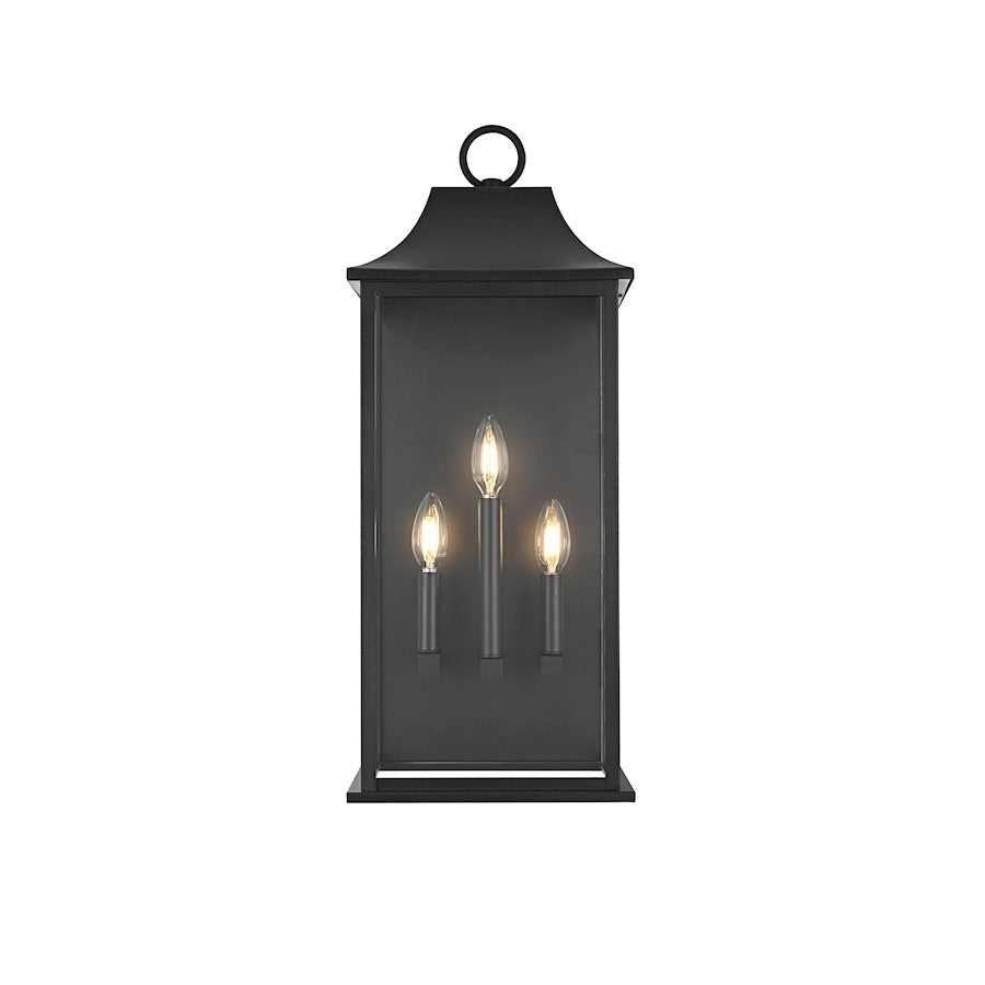 Elegant Lighting Shepard 3Lt 10" Outdoor Wall Sconce, Black/Clear - OD503W25BK