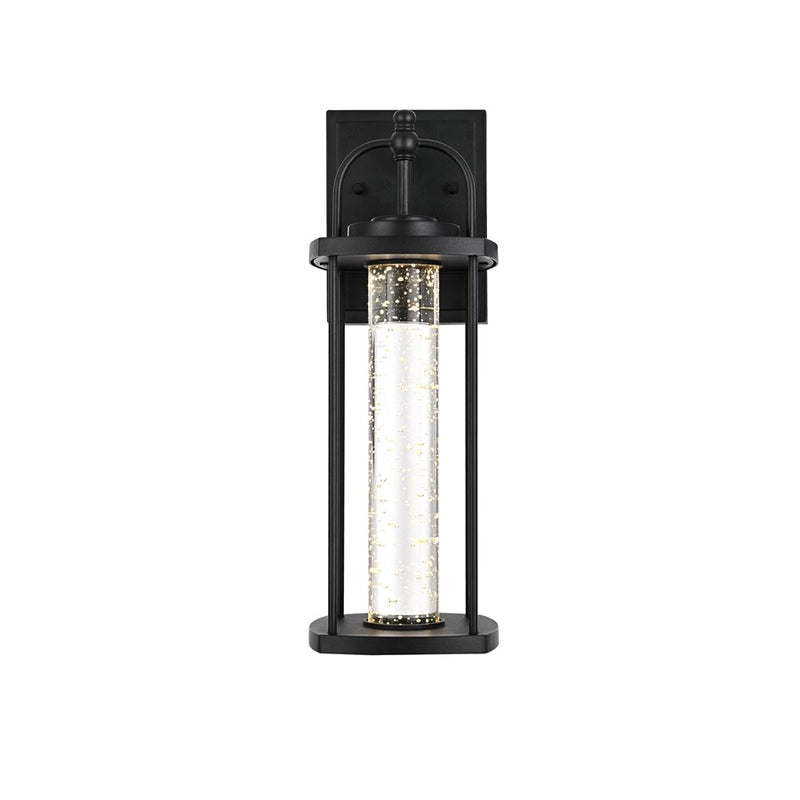 Elegant Lighting Zev 1Lt 15" Outdoor Wall Sconce, Black/Clear/Seedy - OD601W15BK