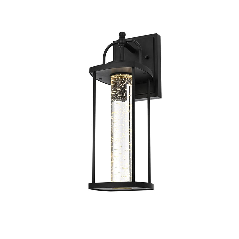 Elegant Lighting Zev 1Lt 15" Outdoor Wall Sconce, Black/Clear/Seedy