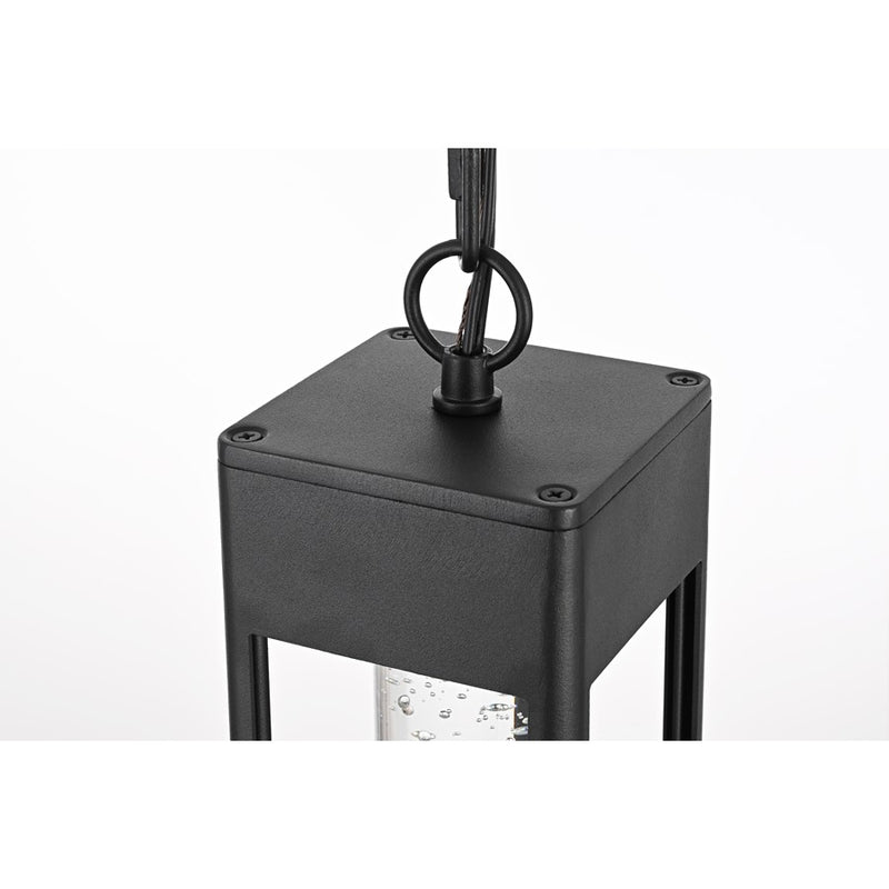 Elegant Lighting Amaris 1Lt 23" Outdoor Pendant, Black/Clear/Seedy