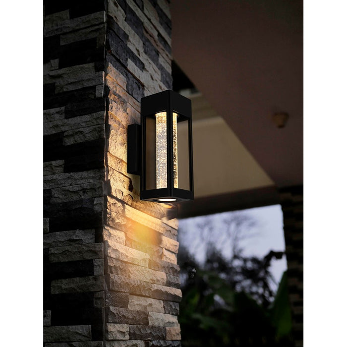Elegant Lighting Amaris 1Lt 10" Outdoor Sconce, Black/Clear/Seed