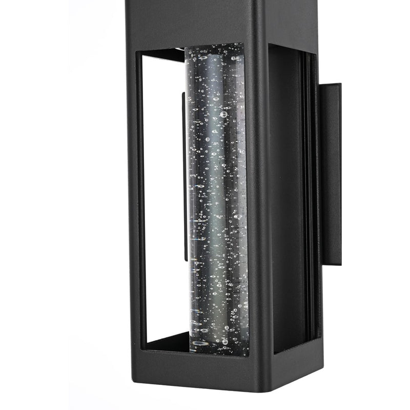 Elegant Lighting Amaris 1Lt 10" Outdoor Sconce, Black/Clear/Seed