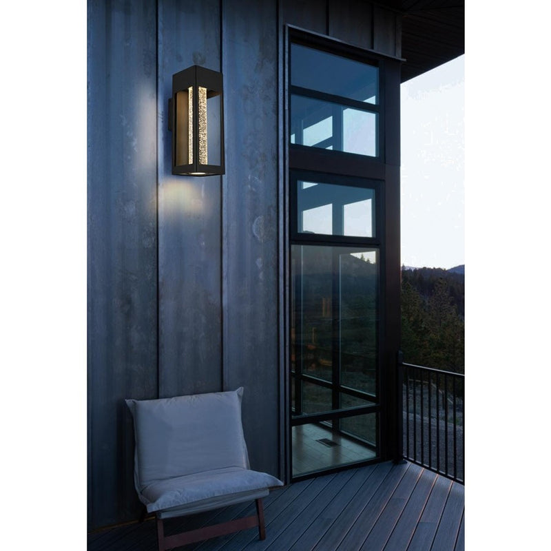 Elegant Lighting Amaris 1Lt 15" Outdoor Sconce, Black/Clear/Seed