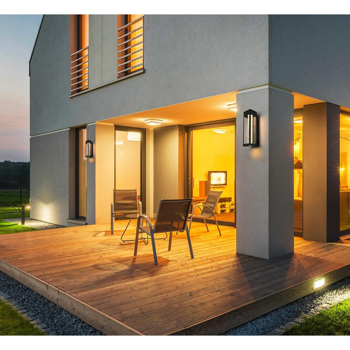 Elegant Lighting Amaris 1Lt 19" Outdoor Sconce, Black/Clear/Seed