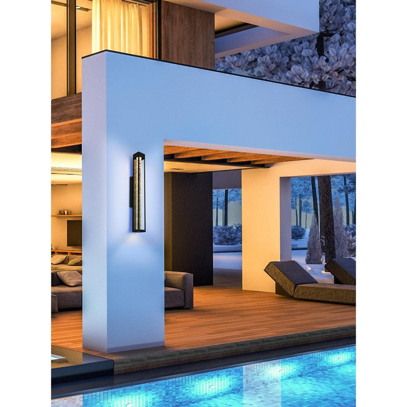 Elegant Lighting Amaris 1Lt 32" Outdoor Sconce, Black/Clear/Seed