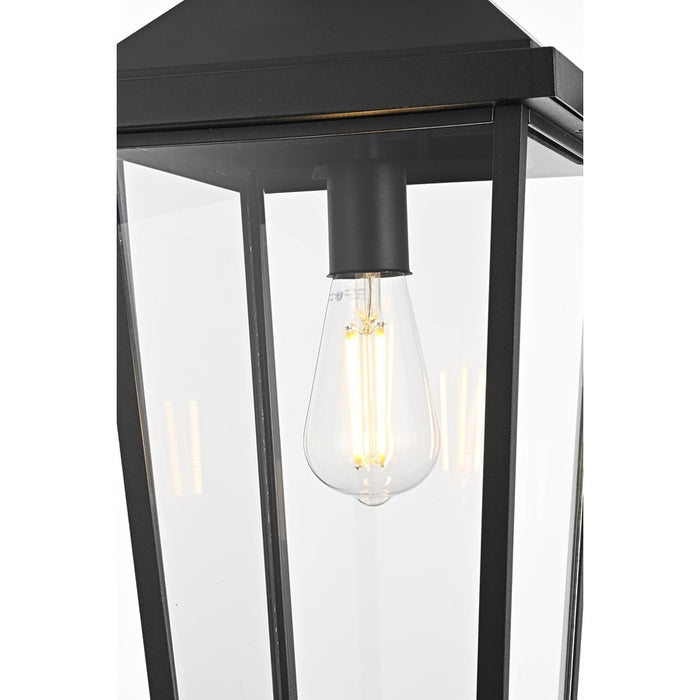 Elegant Lighting Luz 1Lt 11" Outdoor Pendant, Black/Clear/Clear