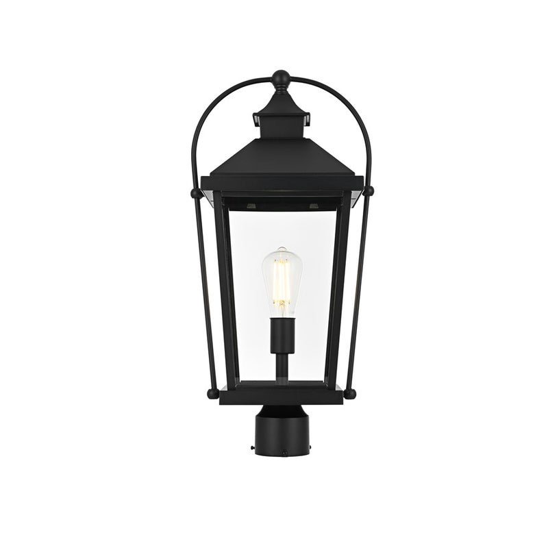 Elegant Lighting Luz 1Lt 11" Outdoor Post Light, Black/Clear/Clear - OD605P23BK