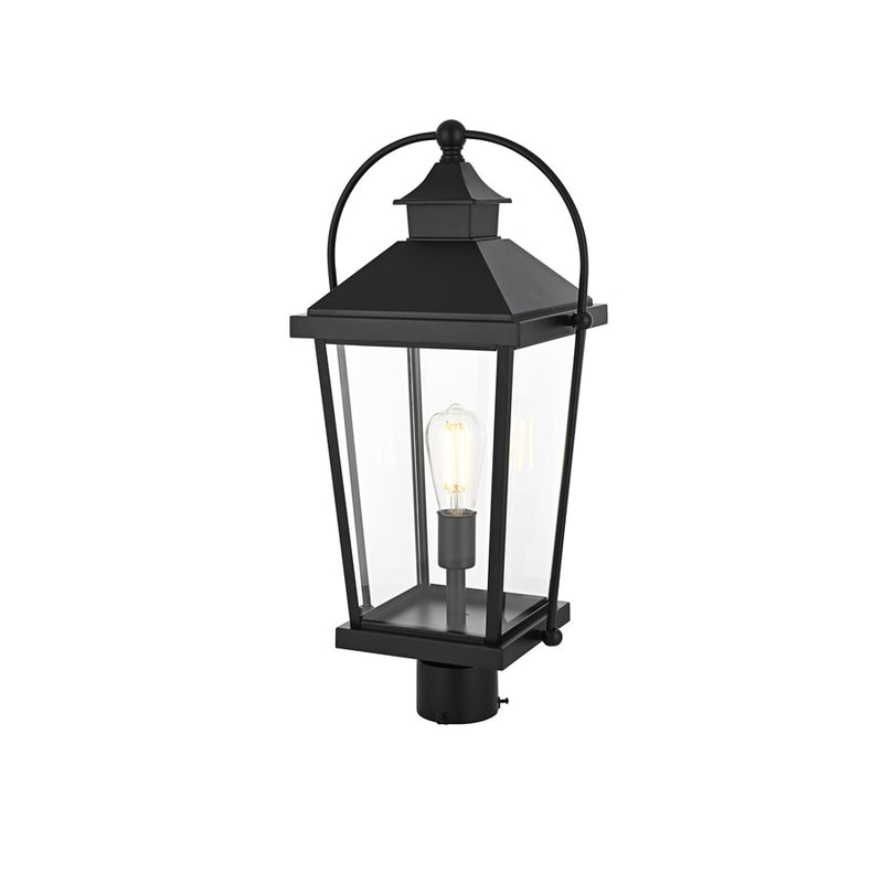 Elegant Lighting Luz 1Lt 11" Outdoor Post Light, Black/Clear/Clear