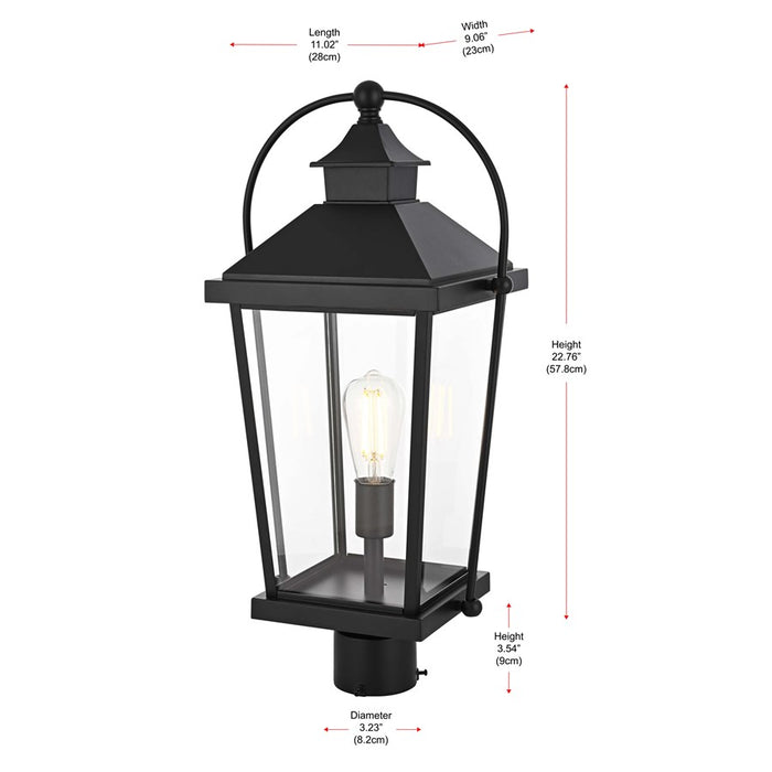 Elegant Lighting Luz 1Lt 11" Outdoor Post Light, Black/Clear/Clear