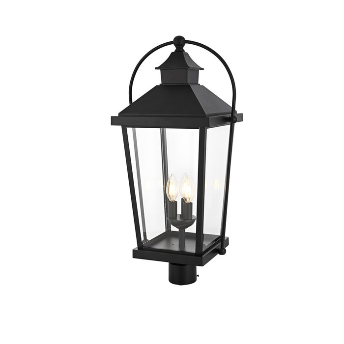 Elegant Lighting Luz 3Lt 14" Outdoor Post Light, Black/Clear/Clear