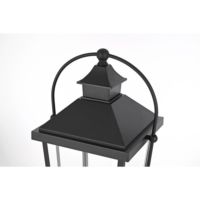 Elegant Lighting Luz 3Lt 14" Outdoor Post Light, Black/Clear/Clear