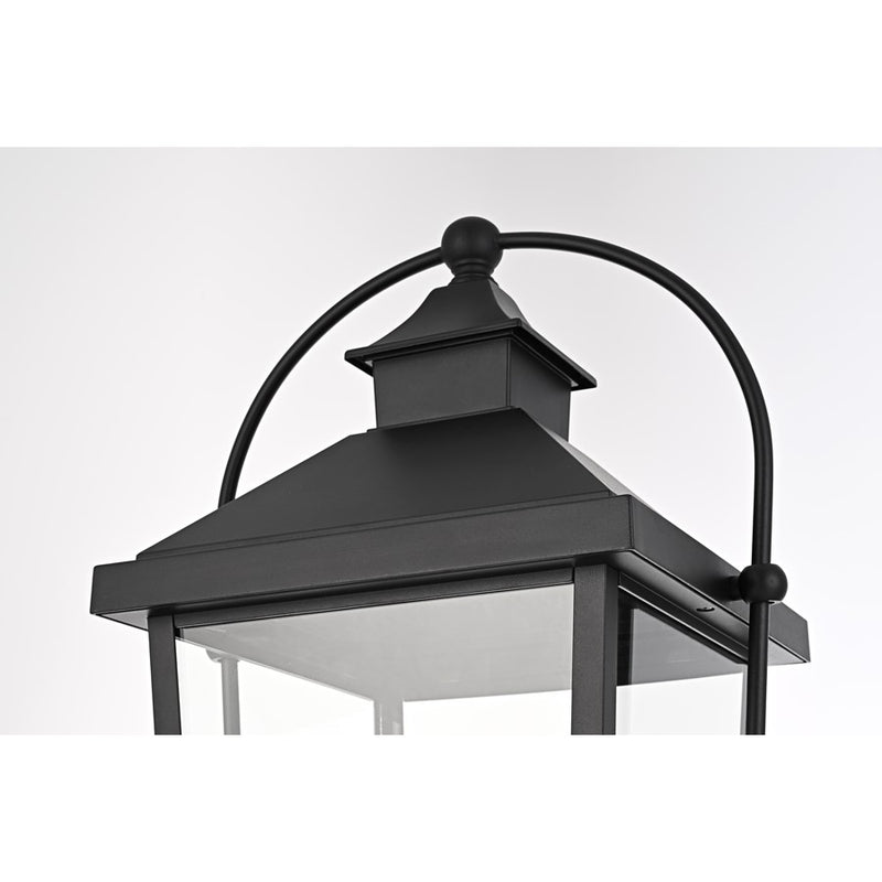 Elegant Lighting Luz 3Lt 14" Outdoor Post Light, Black/Clear/Clear