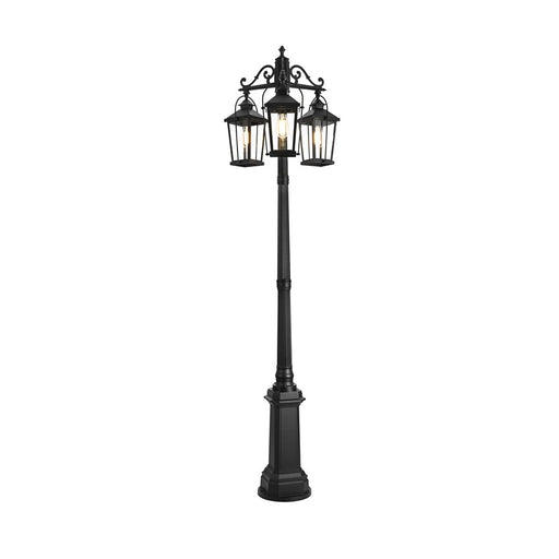 Elegant Lighting Luz 3Lt 23" Outdoor Post Light, Black/Clear/Clear