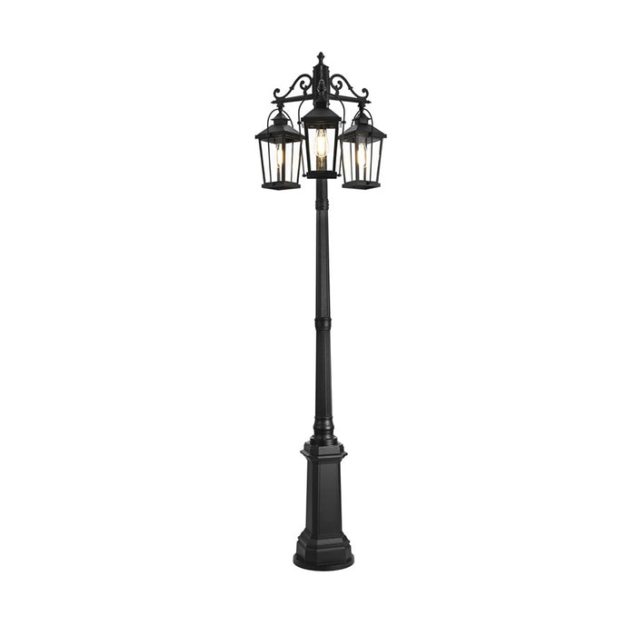 Elegant Lighting Luz 3Lt 23" Outdoor Post Light, Black/Clear/Clear