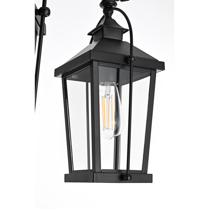 Elegant Lighting Luz 3Lt 23" Outdoor Post Light, Black/Clear/Clear