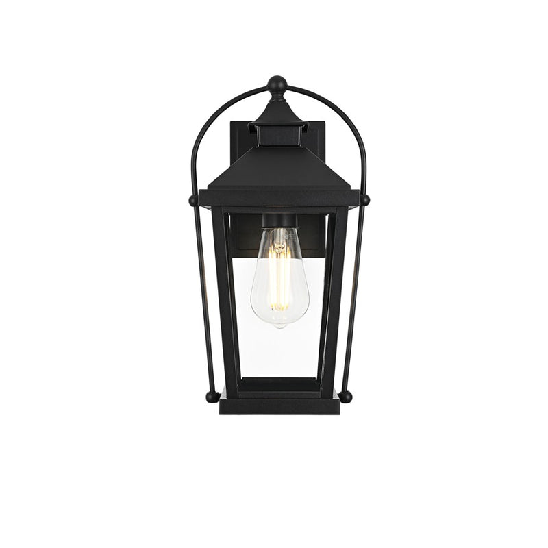 Elegant Lighting Luz 1Lt 14" Outdoor Wall Sconce, Black/Clear/Clear - OD605W14BK