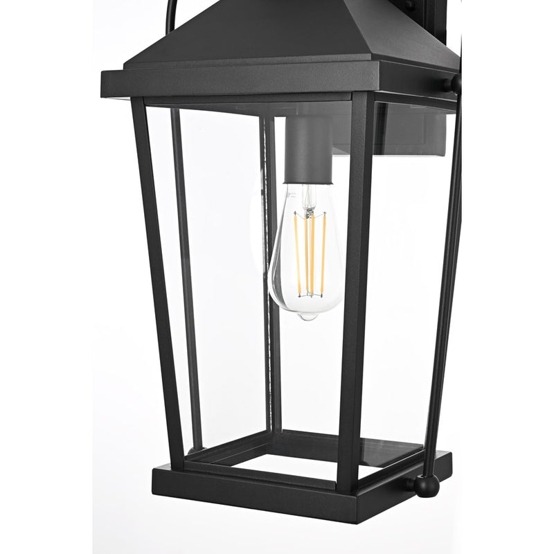 Elegant Lighting Luz 1Lt 20" Outdoor Wall Sconce, Black/Clear/Clear
