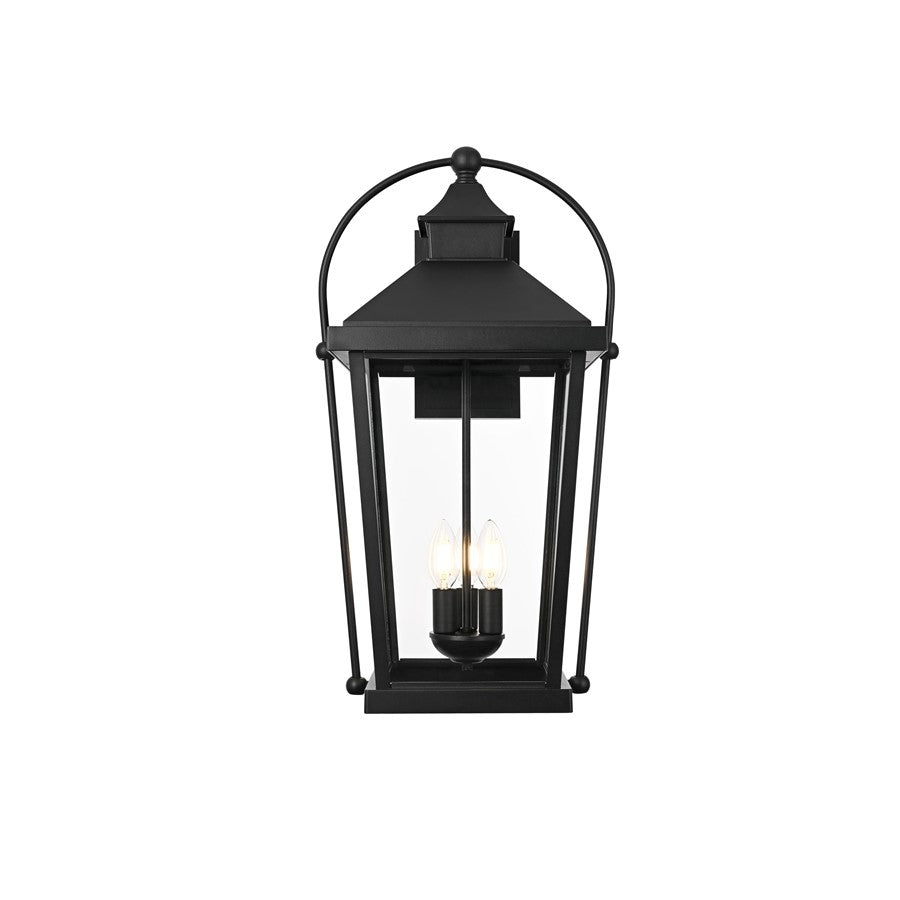 Elegant Lighting Luz 3Lt 24" Outdoor Wall Sconce, Black/Clear/Clear - OD605W24BK