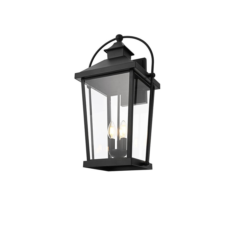 Elegant Lighting Luz 3Lt 24" Outdoor Wall Sconce, Black/Clear/Clear