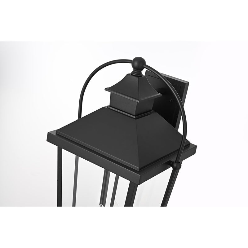 Elegant Lighting Luz 3Lt 24" Outdoor Wall Sconce, Black/Clear/Clear
