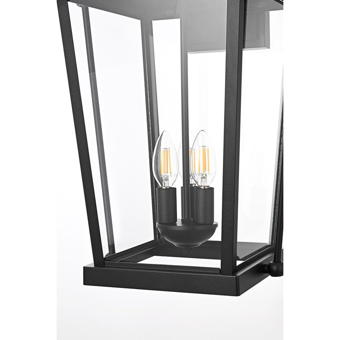 Elegant Lighting Luz 3Lt 24" Outdoor Wall Sconce, Black/Clear/Clear