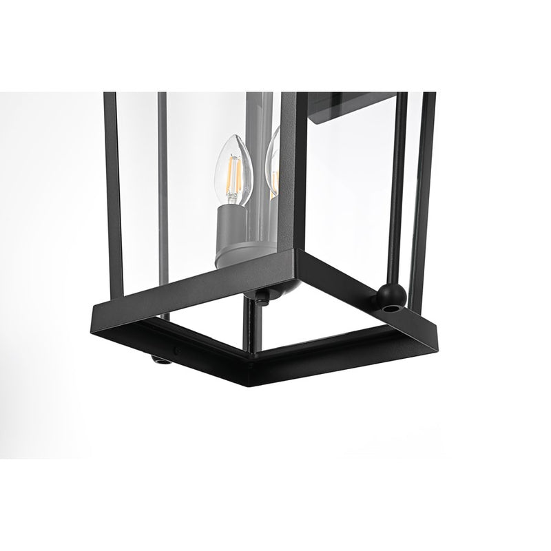 Elegant Lighting Luz 3Lt 24" Outdoor Wall Sconce, Black/Clear/Clear