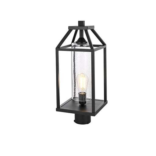 Elegant Lighting Zora 1Lt 8" Outdoor Post Light, Black/Clear/Seedy
