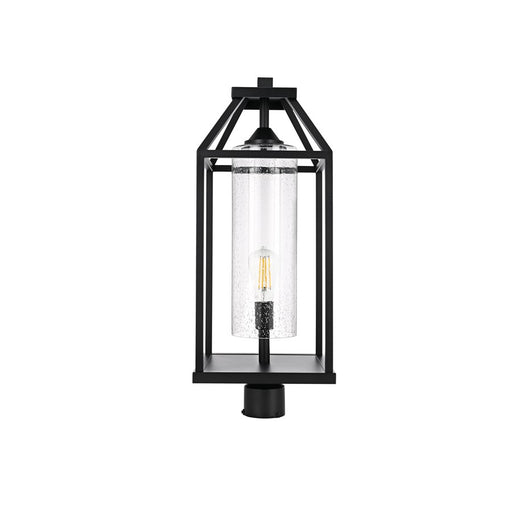 Elegant Lighting Zora 1Lt 10" Outdoor Post Light, Black/Clear/Seedy - OD606P26BK