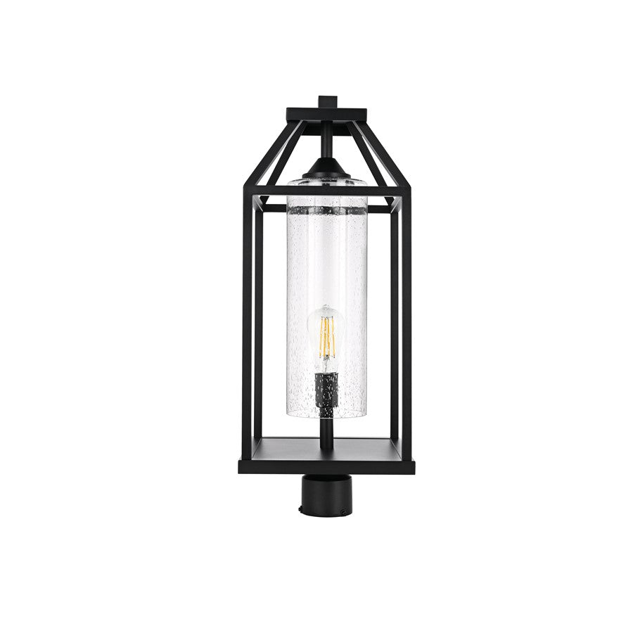 Elegant Lighting Zora 1Lt 10" Outdoor Post Light, Black/Clear/Seedy - OD606P26BK