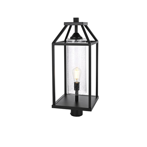 Elegant Lighting Zora 1Lt 10" Outdoor Post Light, Black/Clear/Seedy