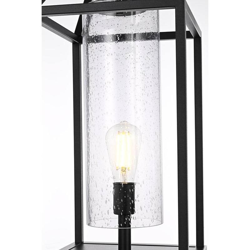 Elegant Lighting Zora 1Lt 10" Outdoor Post Light, Black/Clear/Seedy