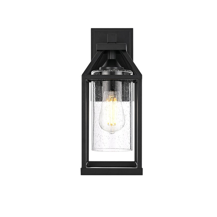 Elegant Lighting Zora 1Lt 14" Outdoor Sconce, Black/Clear/Seed - OD606W14BK