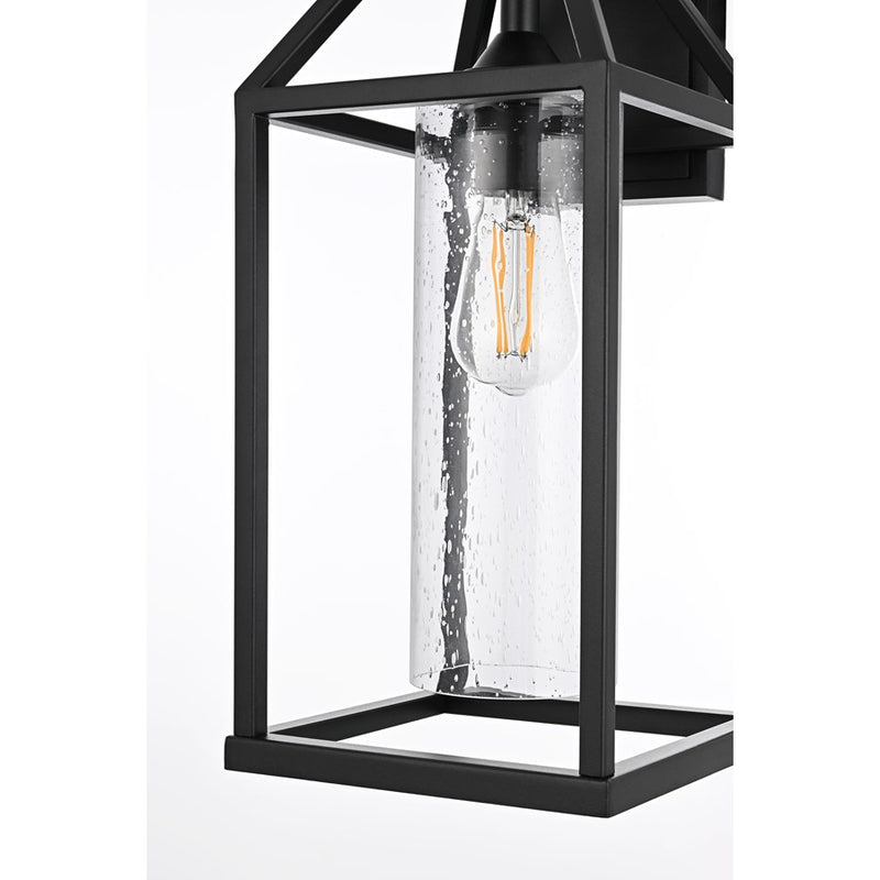 Elegant Lighting Zora 1Lt 19" Outdoor Sconce, Black/Clear/Seed