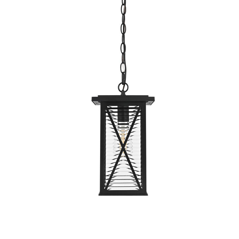 Elegant Lighting Jada 1Lt 7.5" Outdoor Pendant, Black/Clear/Fluted