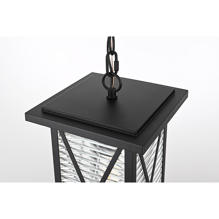 Elegant Lighting Jada 1Lt 7.5" Outdoor Pendant, Black/Clear/Fluted
