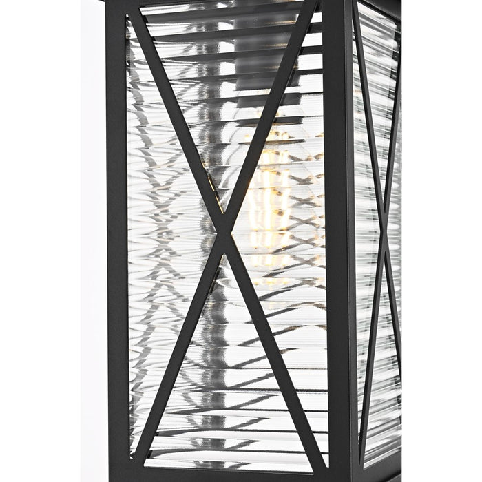Elegant Lighting Jada 1Lt 7.5" Outdoor Pendant, Black/Clear/Fluted