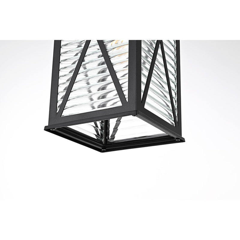 Elegant Lighting Jada 1Lt 7.5" Outdoor Pendant, Black/Clear/Fluted