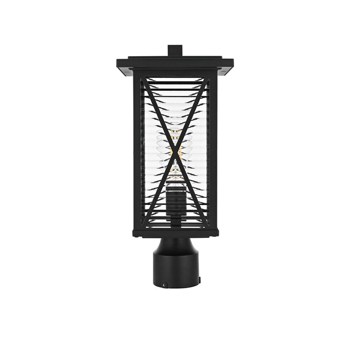 Elegant Lighting Jada 1Lt 7.5" Outdoor Post, Black/Clear/Fluted - OD607P16BK